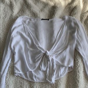 Brandy Melville white wrap around top